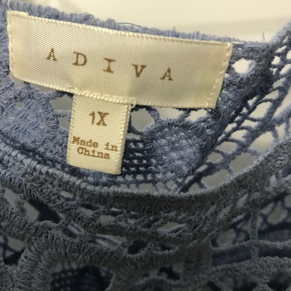 Adiva Light Blue Crochet Women's Blouse Size 1X - Picture 5 of 5